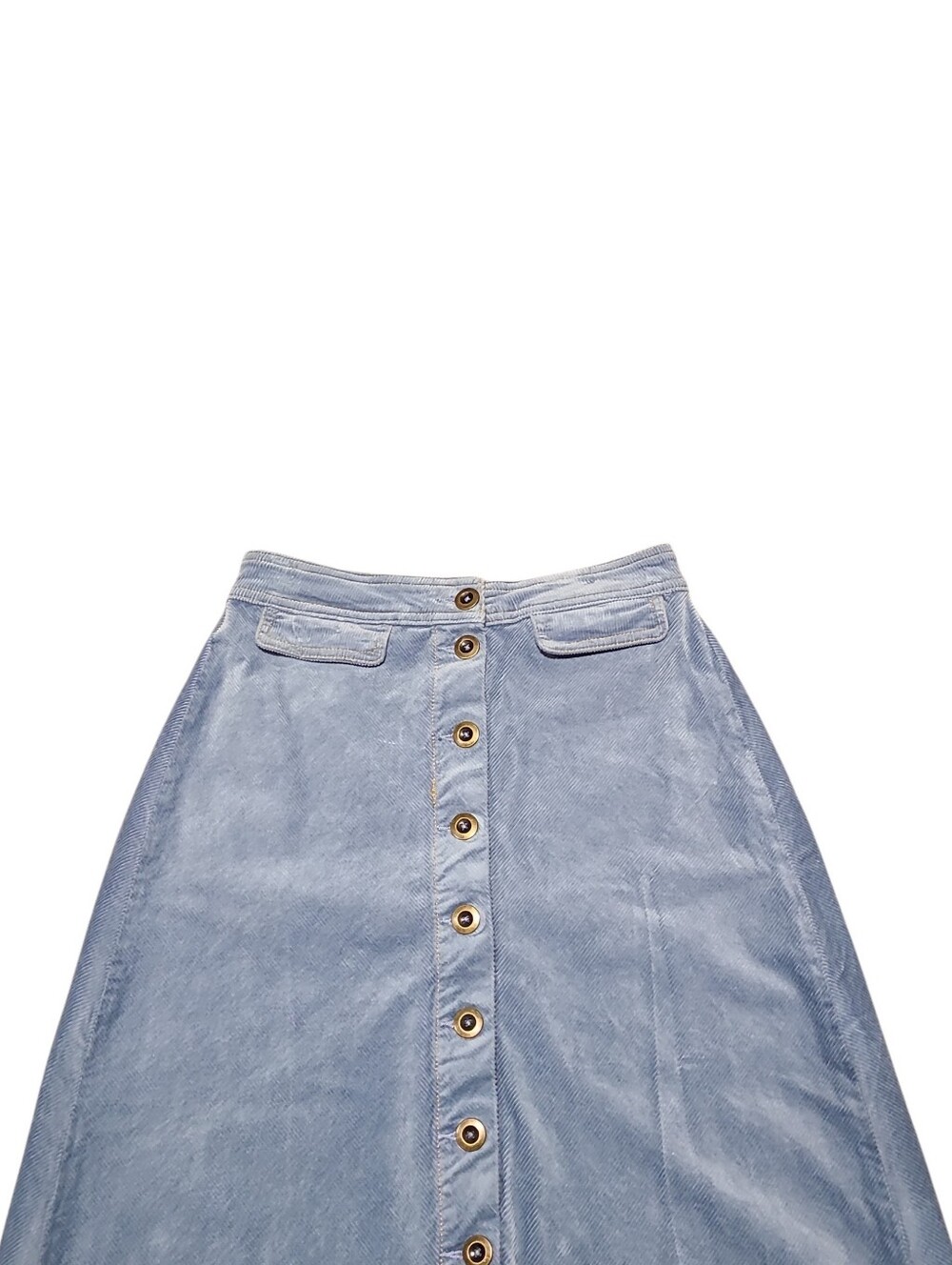 Anthropologie Light Sky Blue Corduroy Button-Front A-line Midi Skirt Womens 2 - Picture 4 of 11